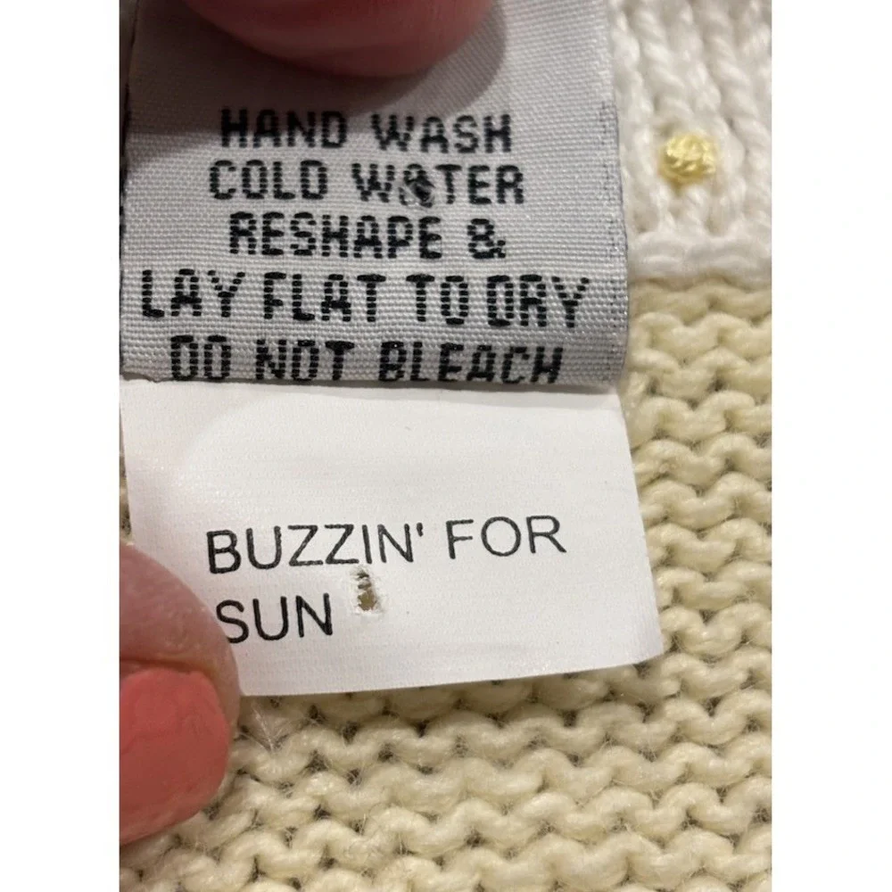 Storybook Knits Buzzin For Sun Button Spring Cardigan Sweater Women's Large - Picture 7 of 9